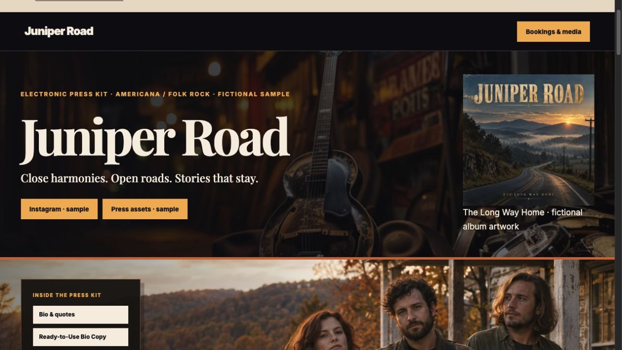 Juniper Road Emerging Artist EPK preview